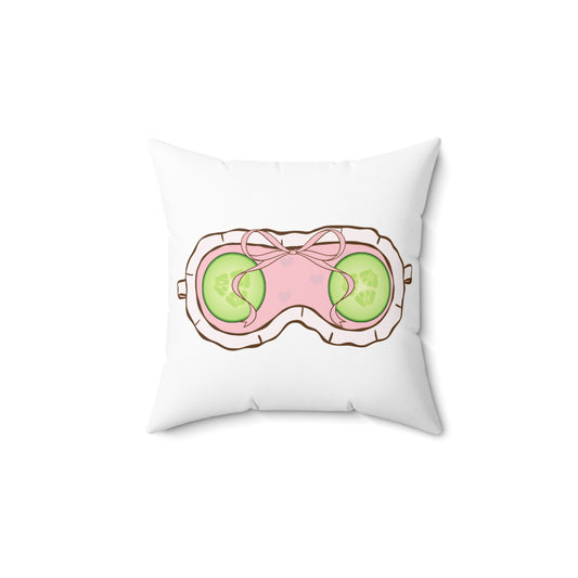 Spa Eye Mask Pillow – Cute Pink Sleep Mask with Cucumber Slices Accent