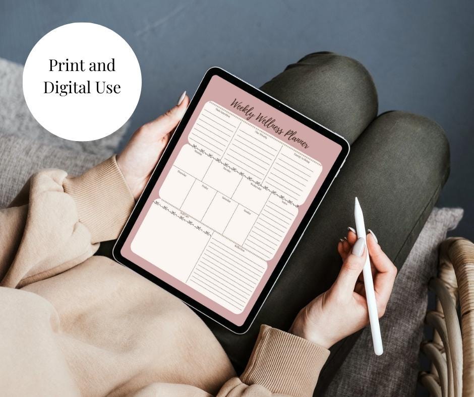 Weekly Planner Printable | Soft Romantic Wellness Planner PDF | Intentional Routine