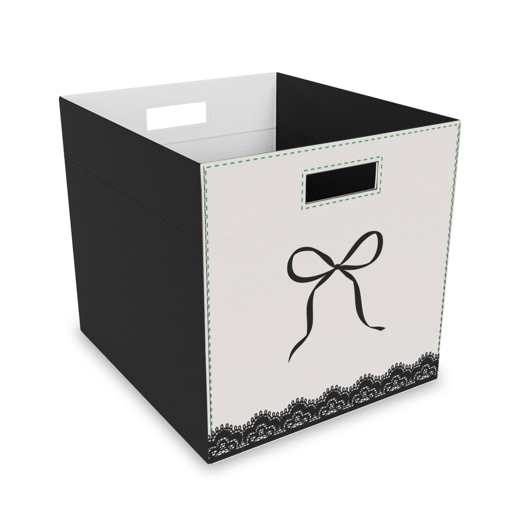 Felt Storage Box — Elegant Bow & Lace Decorative Bin