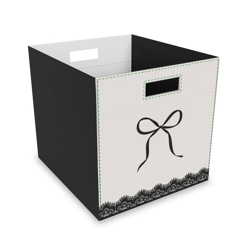 Felt Storage Box — Elegant Bow & Lace Decorative Bin