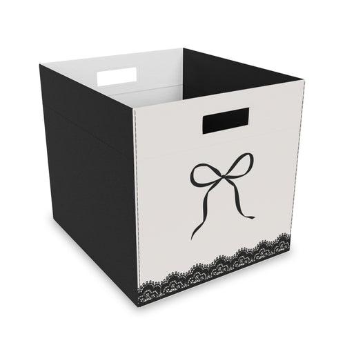 Felt Storage Box — Elegant Bow & Lace Decorative Bin