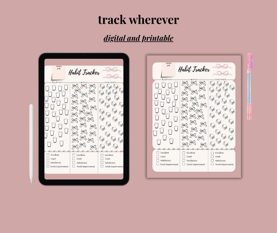 Habit Tracker Printable | Color Your Progress | Monthly Habit Tracker PDF | Soft