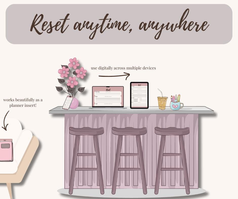 Soft Reset Planner | Printable Wellness Reset Worksheet | Mental Health, Intentional Living PDF