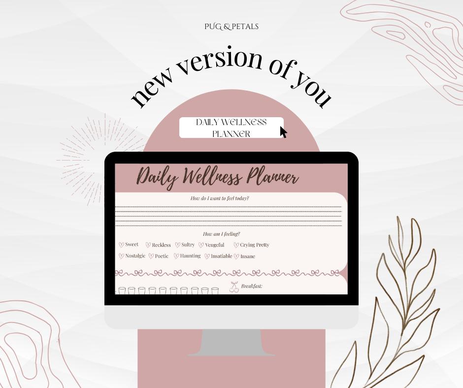 Romantic Wellness Daily Planner | Wellness & Self Care Printable | Soft Girl Routine PDF