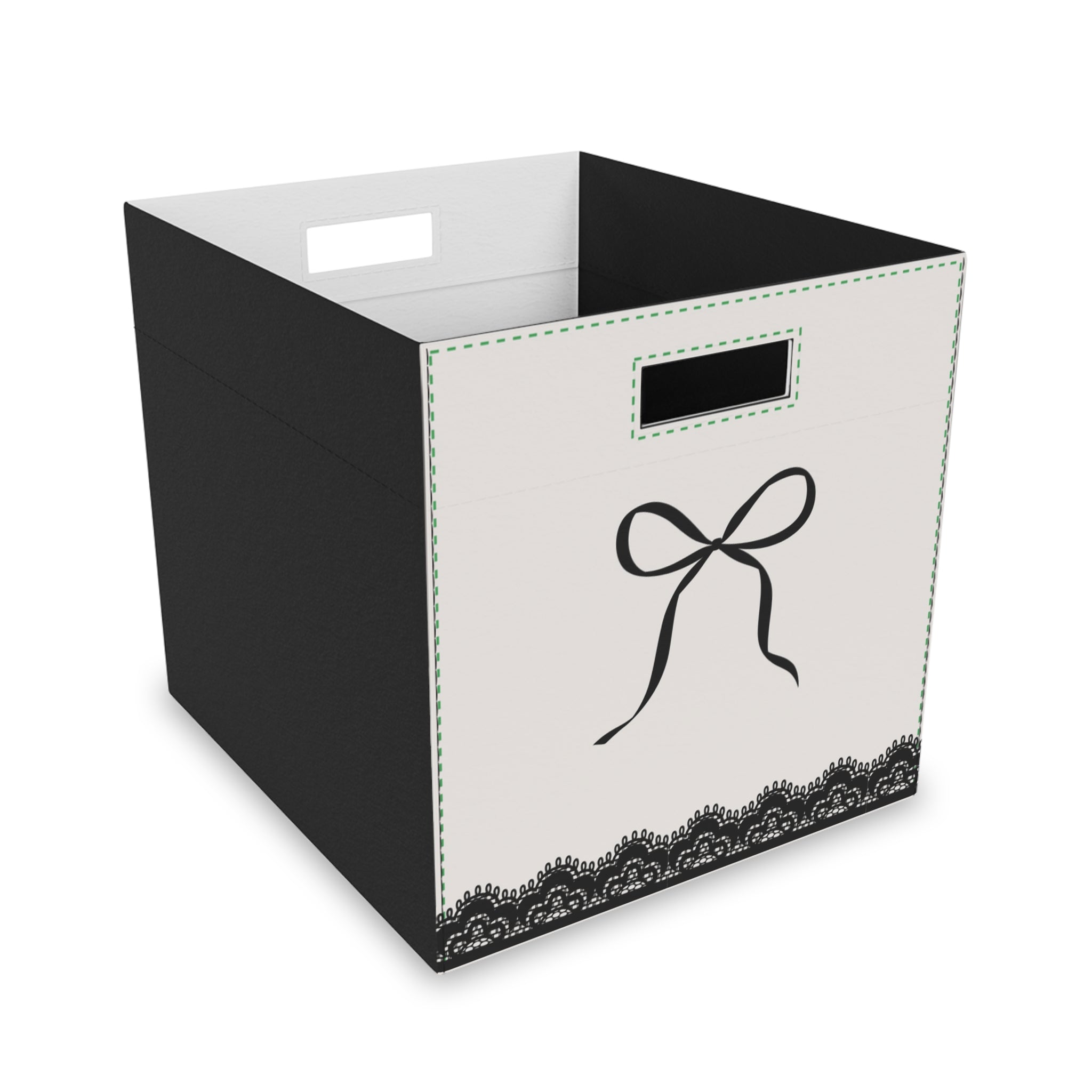 Felt Storage Box — Elegant Bow & Lace Decorative Bin