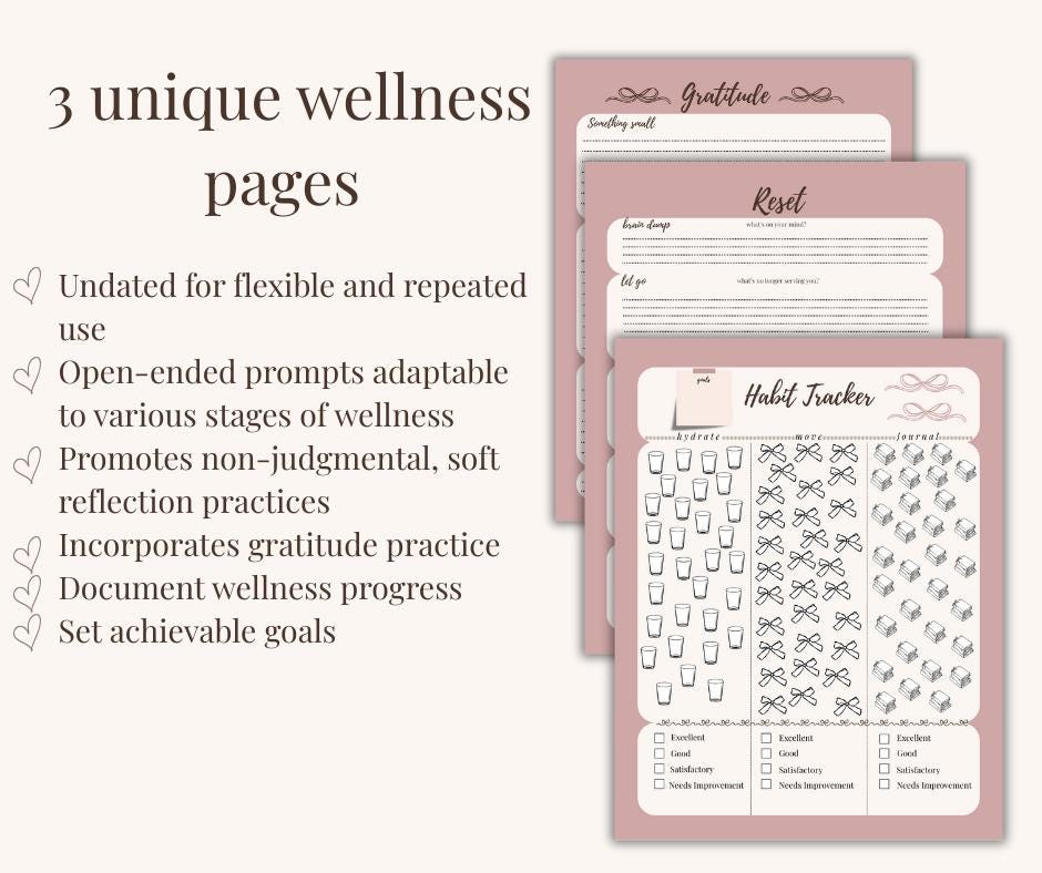 Ultimate Wellness Planner Bundle | 6 Printable Planning Templates | Daily, Weekly, Monthly, Gratitude, Habit & Reset PDF