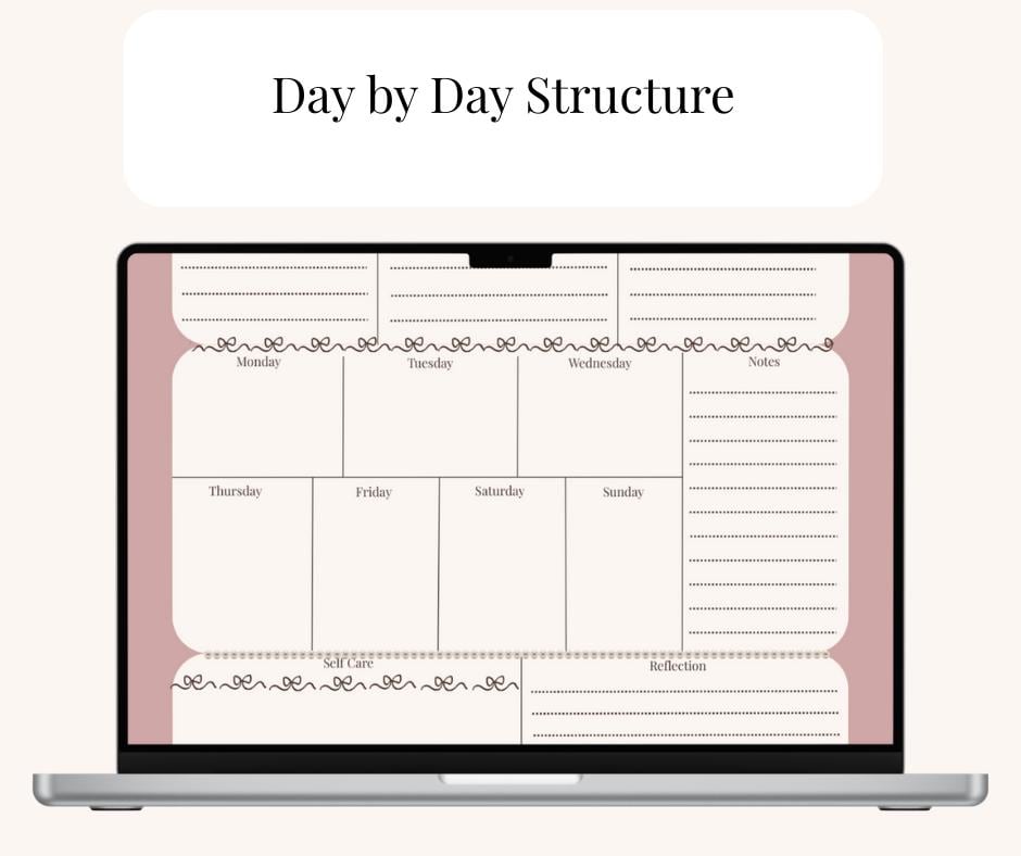 Weekly Planner Printable | Soft Romantic Wellness Planner PDF | Intentional Routine