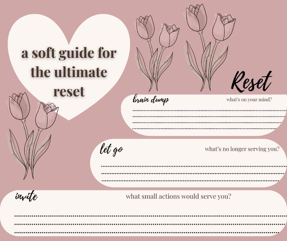 Soft Reset Planner | Printable Wellness Reset Worksheet | Mental Health, Intentional Living PDF