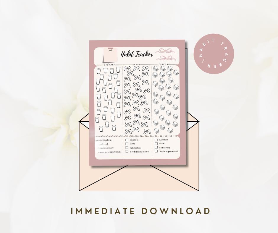 Habit Tracker Printable | Color Your Progress | Monthly Habit Tracker PDF | Soft