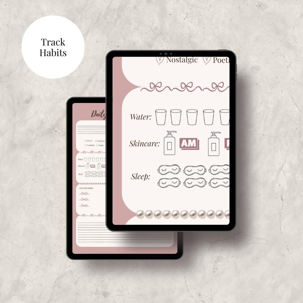 Romantic Wellness Daily Planner | Wellness & Self Care Printable | Soft Girl Routine PDF