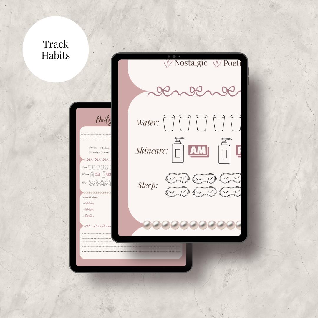 Romantic Wellness Daily Planner | Wellness & Self Care Printable | Soft Girl Routine PDF